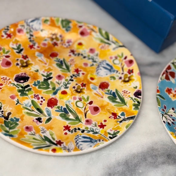 Pier 1 Imports Set of 4 Floral with Ladybugs 6.2”Appetizer Plates New Not Used - Picture 5 of 8